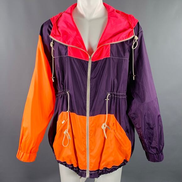 PRABAL GURUNG Size M Purple Orange Pink Color Block Nylon Jacket - Picture 1 of 7